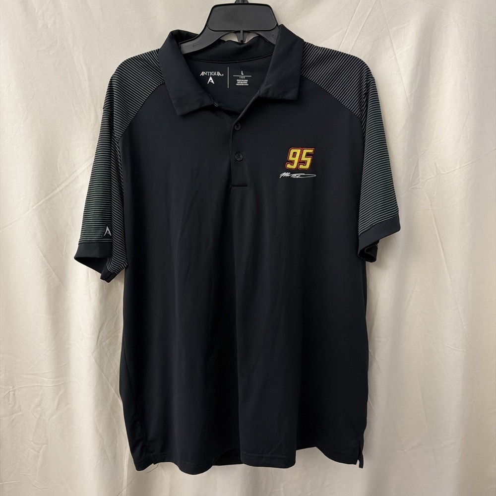 Antigua NASCAR Polo Shirt Mens Large Black 95 McDonald Racing Golf
